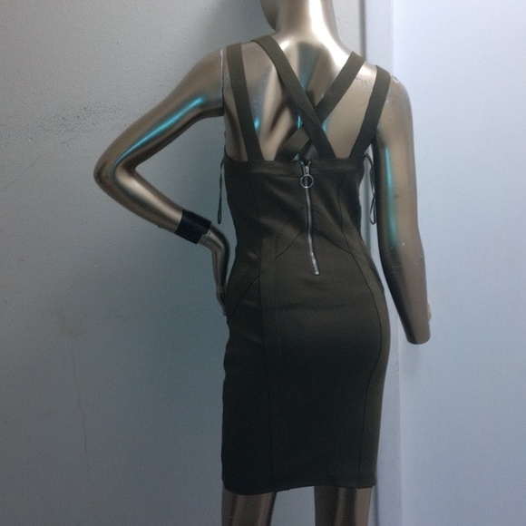 Tally weijl sweet pea green bodycon dress criss cross shoulder design size small - Picture 10 of 13